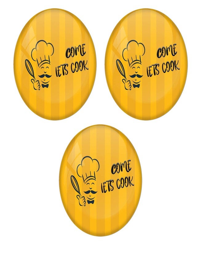 AVI Pin Badges with Multicolour Food Lovers " Lets Cook" Badge Design Pack of 3/ 6 cm R8000539 - Image 1